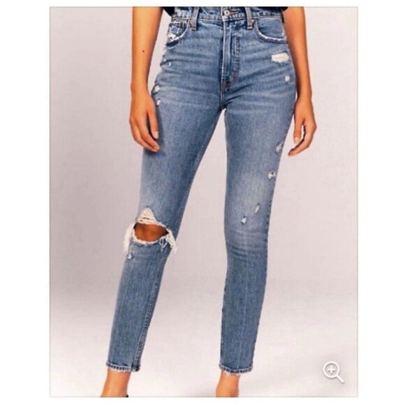 Abercrombie & Fitch Blue The Skinny High Rise Denim Jeans Women’s Size 34/18R - Picture 1 of 9